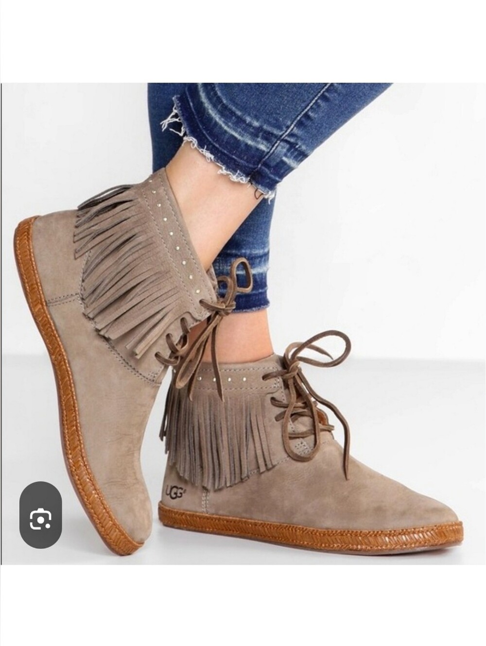 🆕️ UGG AUSTRALIA "ALEXIA FRINGE ANKLE BOOTIES 7 Leather Boho Western Festival